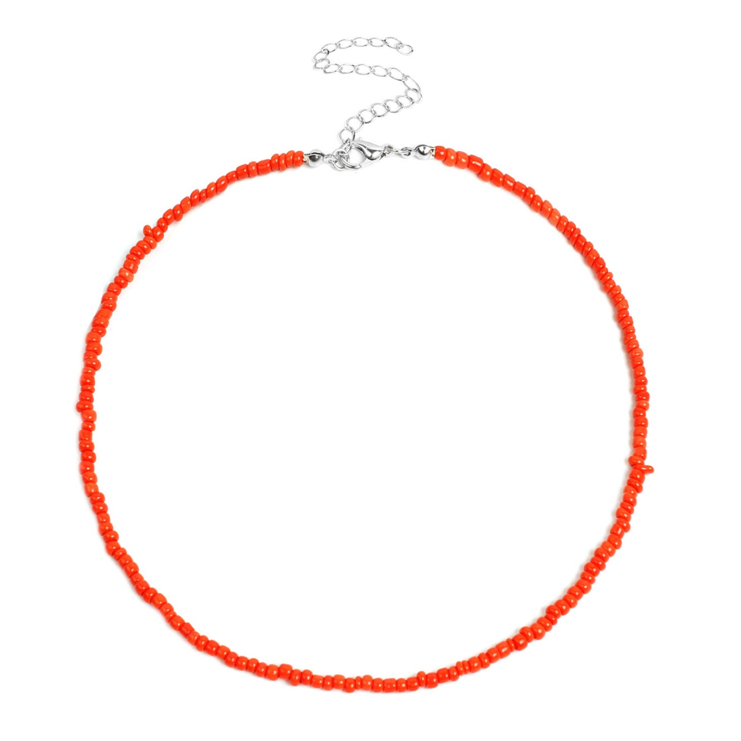 Bohemian Geometric Round Seed Beads Necklace Solid Color Short Choker for Women