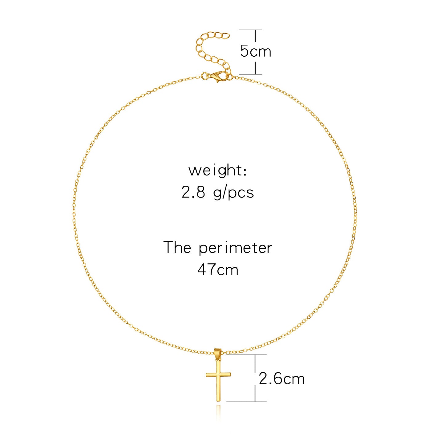 Women's Alloy Long Clavicle Necklace with Cross Pendant Plated Finish