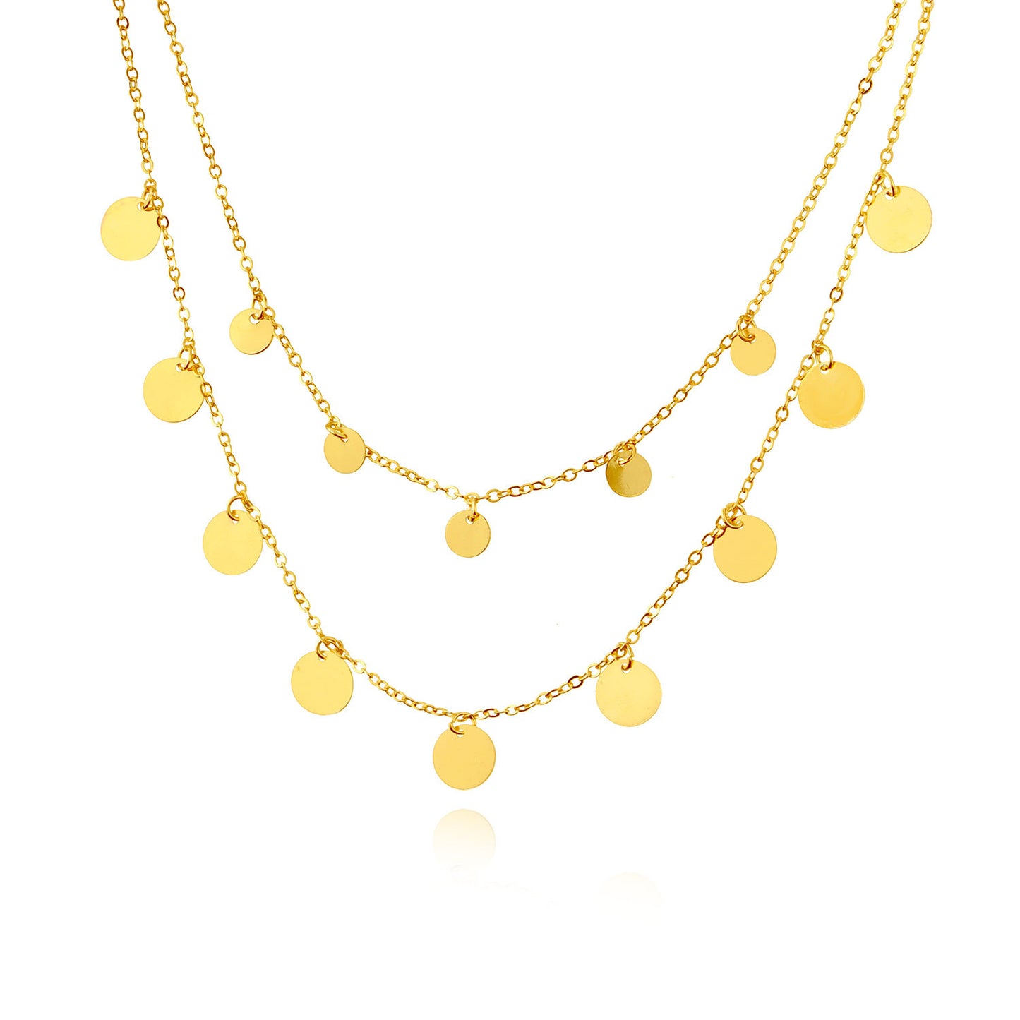 Double Layer Shiny Sequin Necklace Geometric Pendant Fashion Women's Clavicle Chain