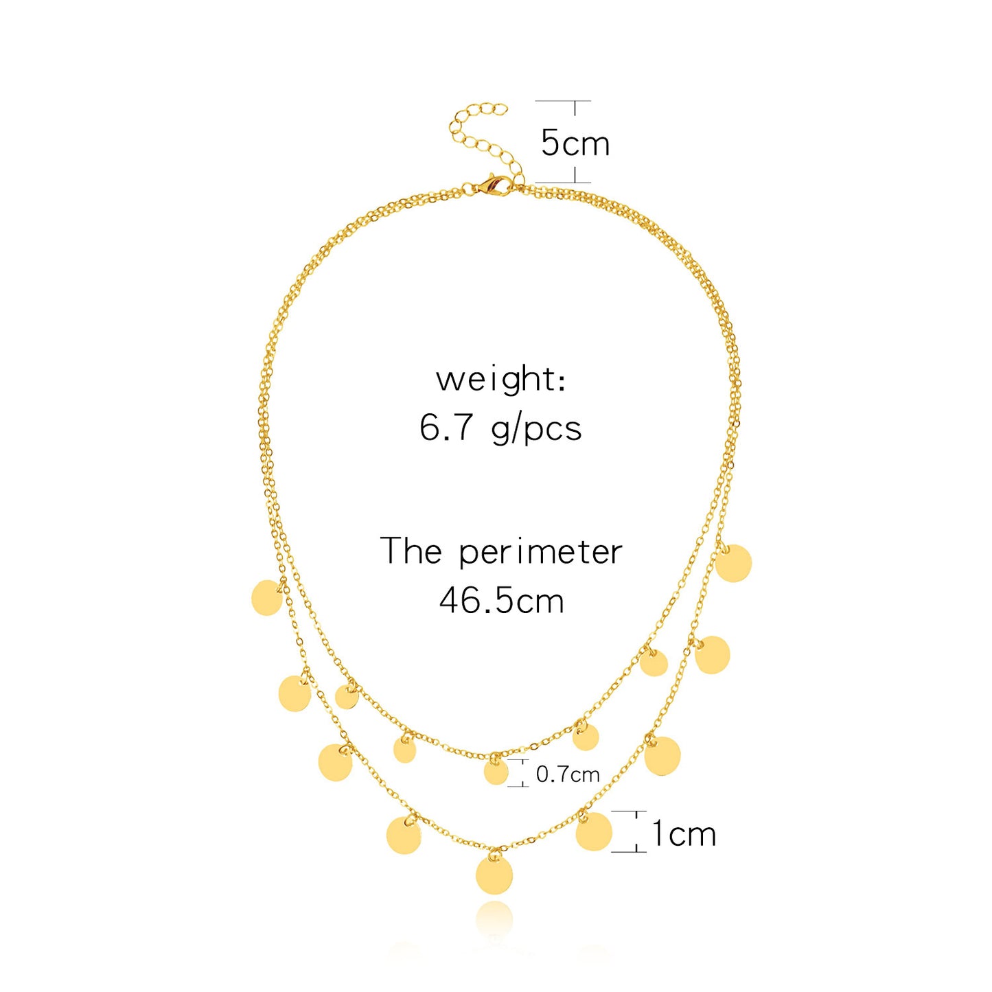 Double Layer Shiny Sequin Necklace Geometric Pendant Fashion Women's Clavicle Chain