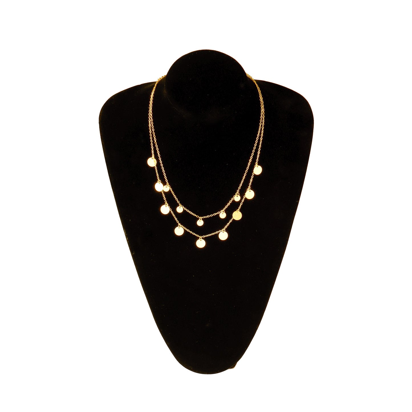 Double Layer Shiny Sequin Necklace Geometric Pendant Fashion Women's Clavicle Chain