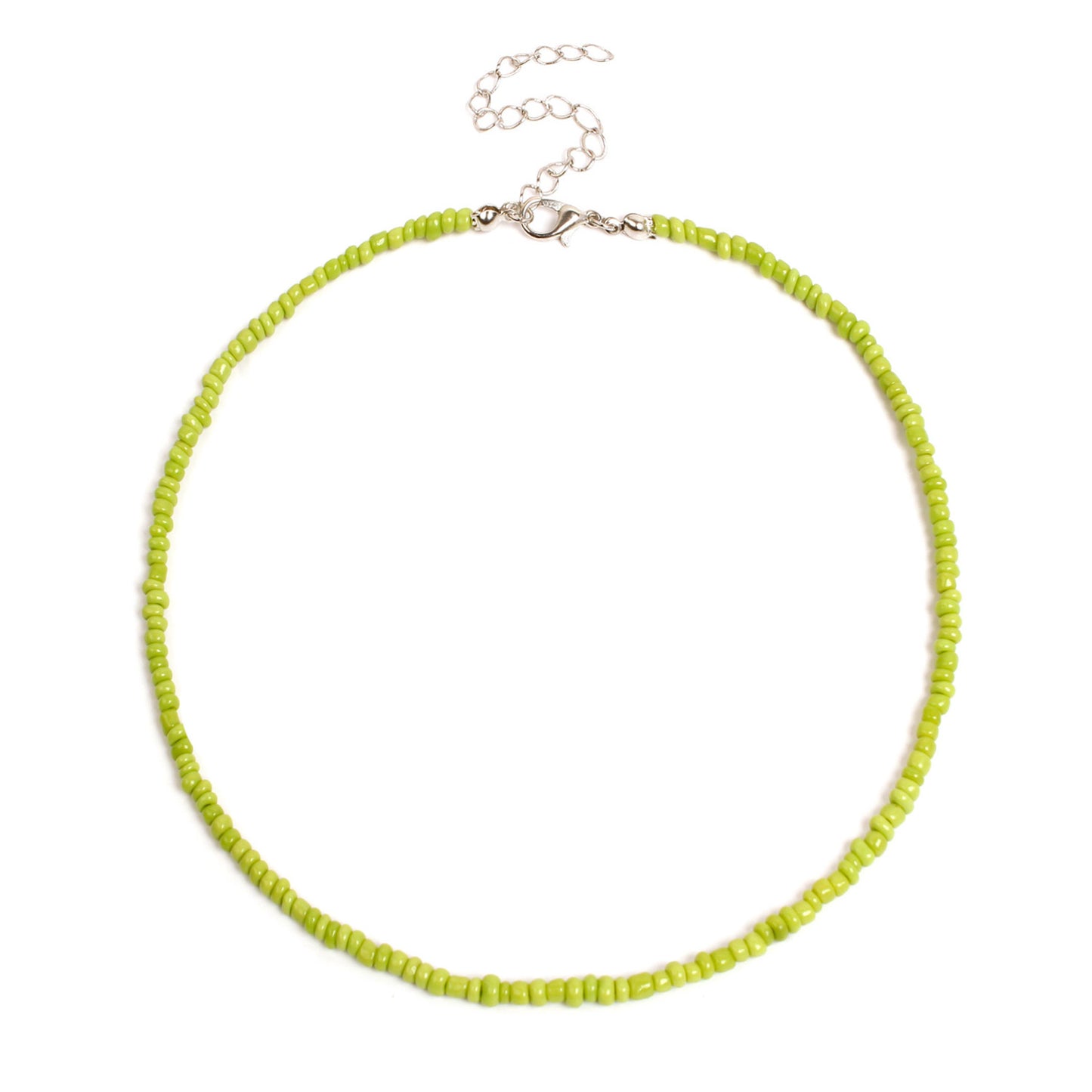 Bohemian Geometric Round Seed Beads Necklace Solid Color Short Choker for Women