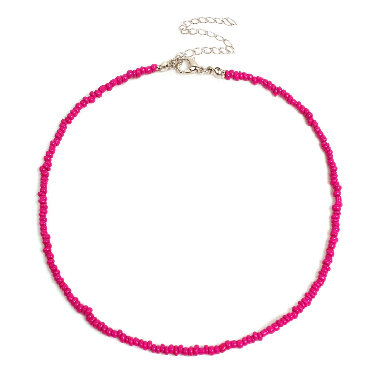 Bohemian Geometric Round Seed Beads Necklace Solid Color Short Choker for Women