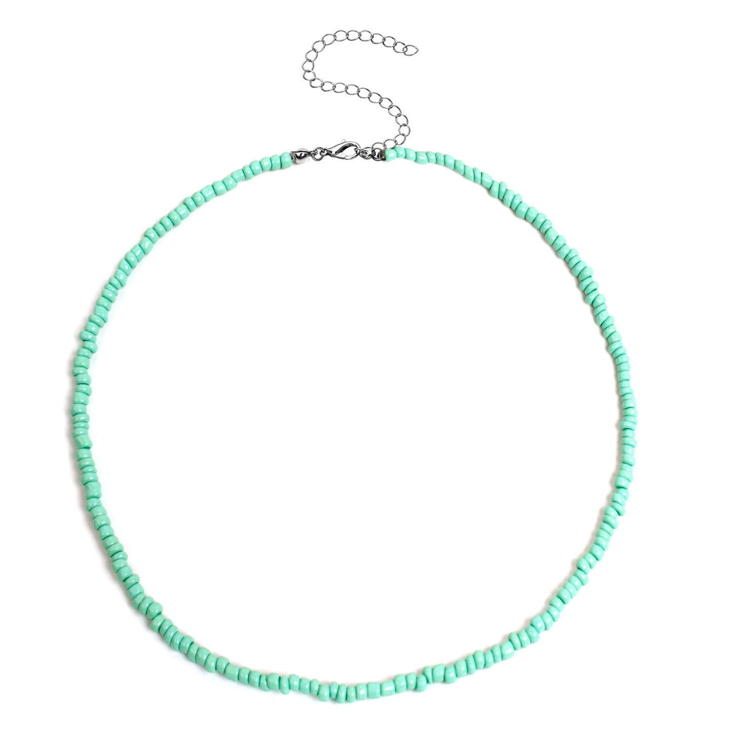 Bohemian Geometric Round Seed Beads Necklace Solid Color Short Choker for Women