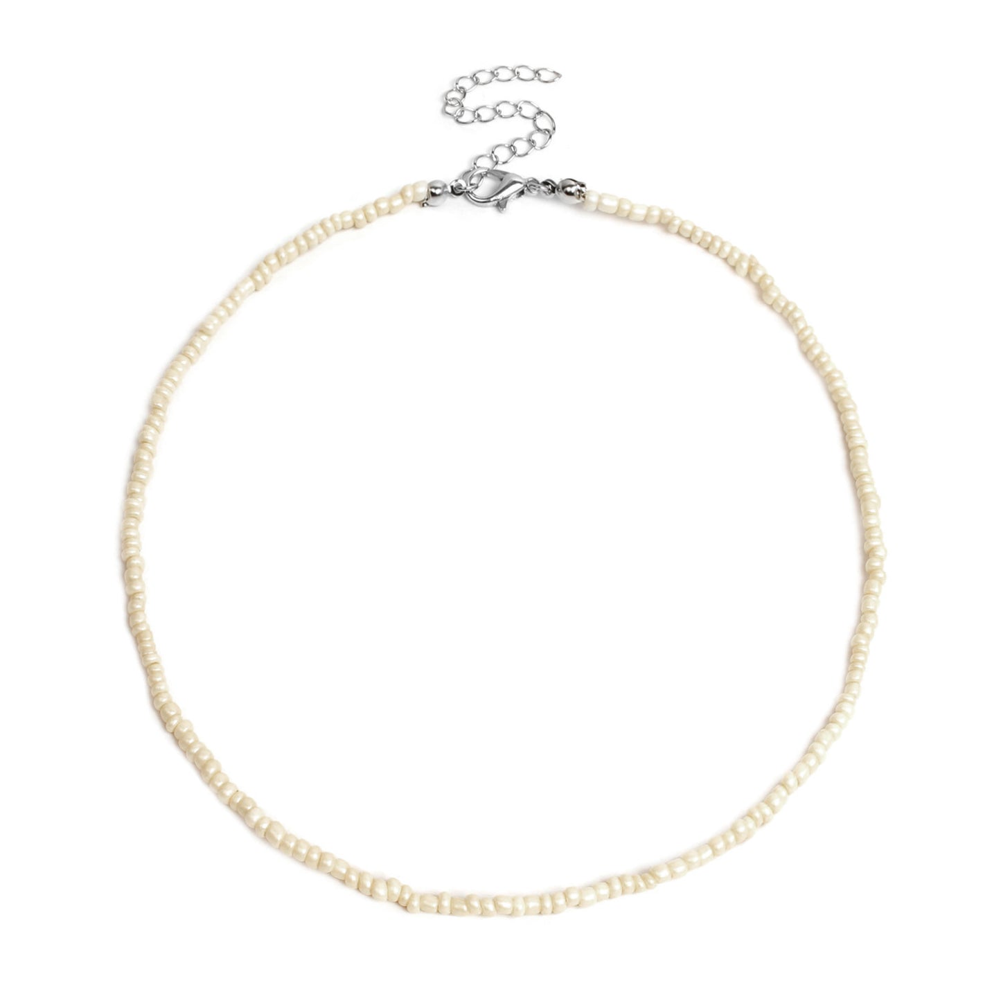 Bohemian Geometric Round Seed Beads Necklace Solid Color Short Choker for Women