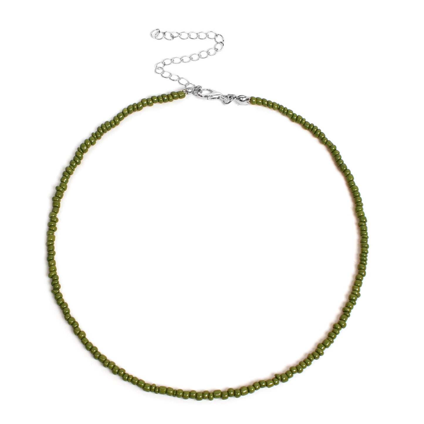 Bohemian Geometric Round Seed Beads Necklace Solid Color Short Choker for Women