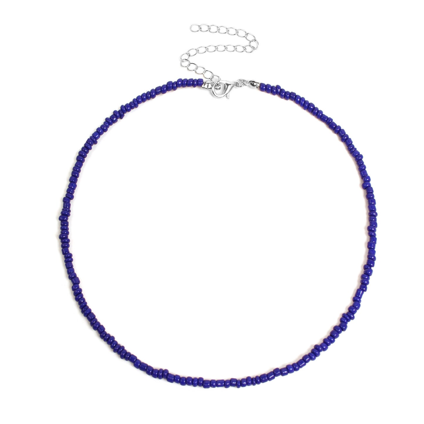 Bohemian Geometric Round Seed Beads Necklace Solid Color Short Choker for Women