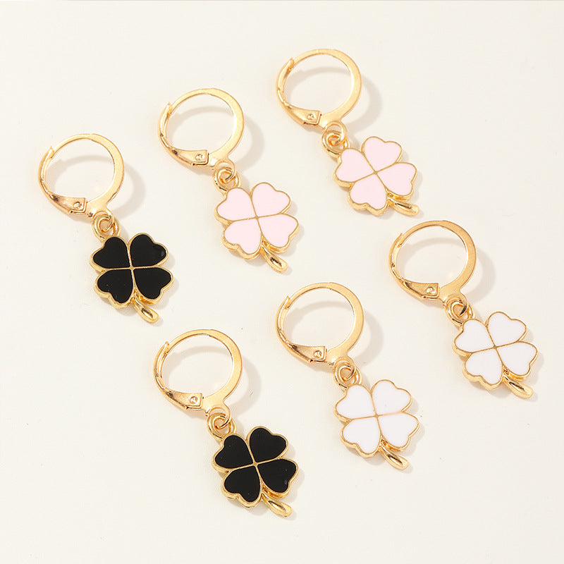 Pendientes minimalistas de mariposa de aleación con acabado esmaltado, pendientes colgantes con forma de hoja para mujer