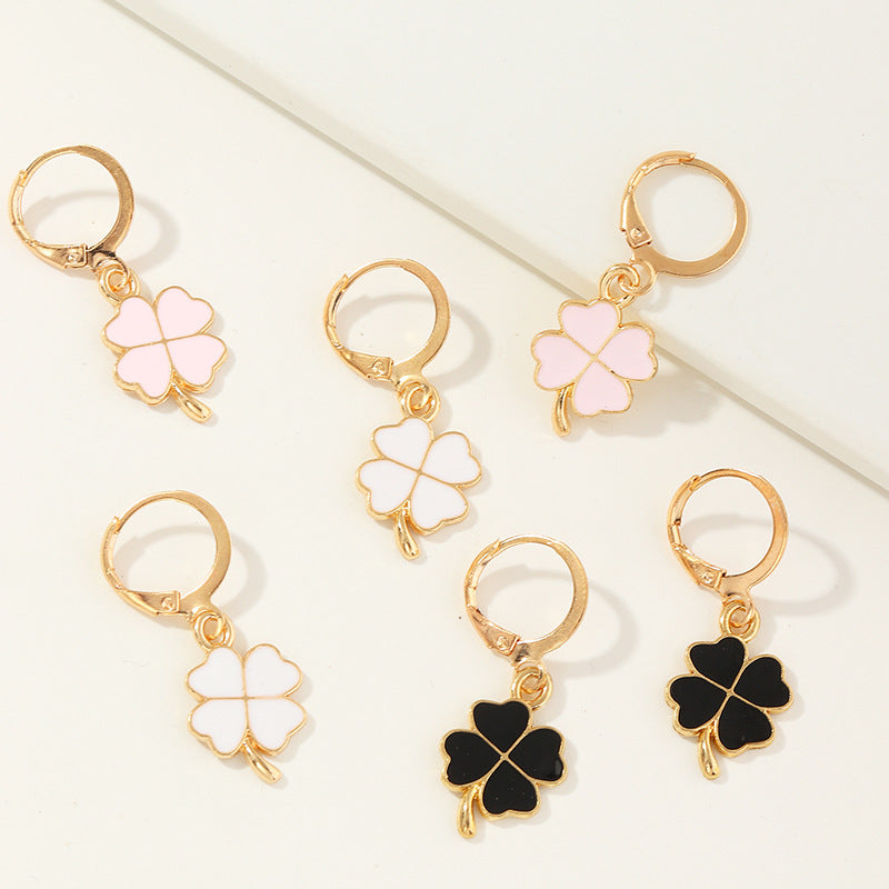 Pendientes minimalistas de mariposa de aleación con acabado esmaltado, pendientes colgantes con forma de hoja para mujer