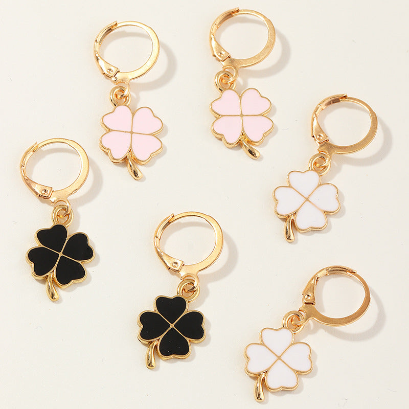 Pendientes minimalistas de mariposa de aleación con acabado esmaltado, pendientes colgantes con forma de hoja para mujer