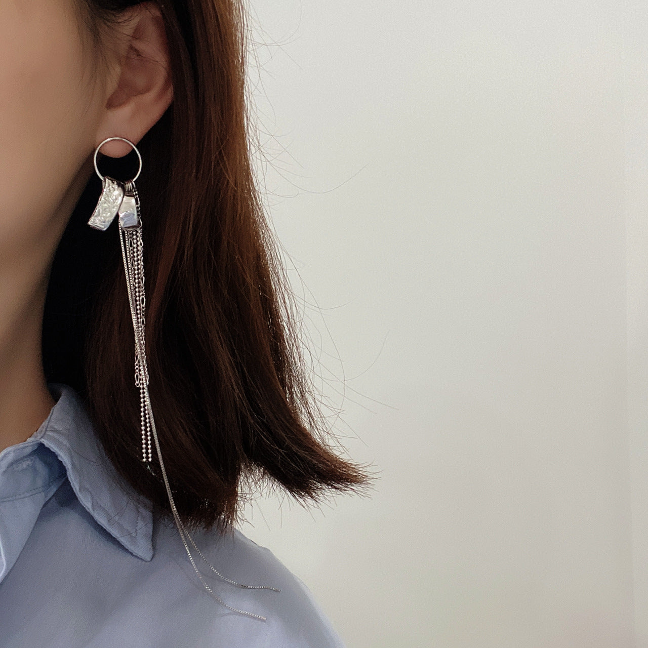 Minimalist Vintage White Gold Plated 925 Sterling Silver Teardrop Pearl Inlay Tassel Earrings