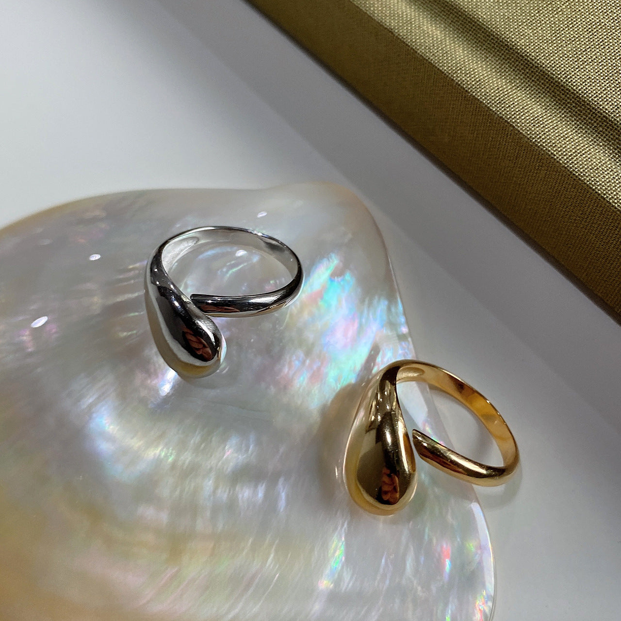 Minimalist Sweet 925 Sterling Silver Geometric Teardrop Ring for Women