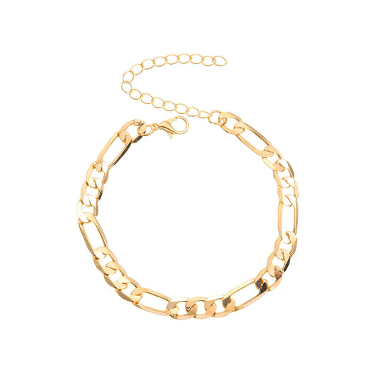 Vintage Minimalist European Style Geometric Lock Chain Women's Alloy Foot Jewelry for Wedding Travel Gift