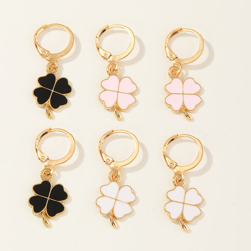 Pendientes minimalistas de mariposa de aleación con acabado esmaltado, pendientes colgantes con forma de hoja para mujer