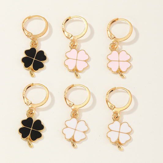 Pendientes minimalistas de mariposa de aleación con acabado esmaltado, pendientes colgantes con forma de hoja para mujer