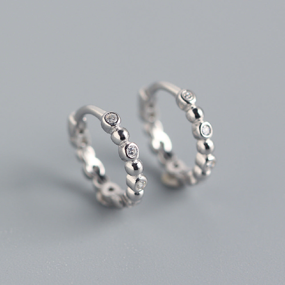 Elegant 925 Sterling Silver Round Rhinestone Inlay Hoop Earrings for Women