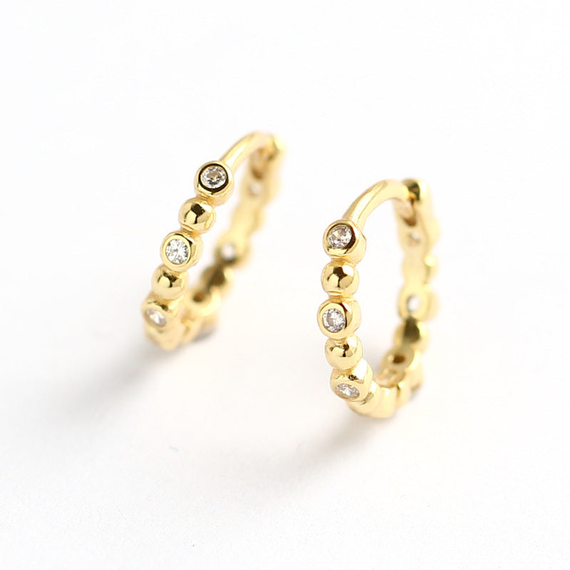 Elegant 925 Sterling Silver Round Rhinestone Inlay Hoop Earrings for Women