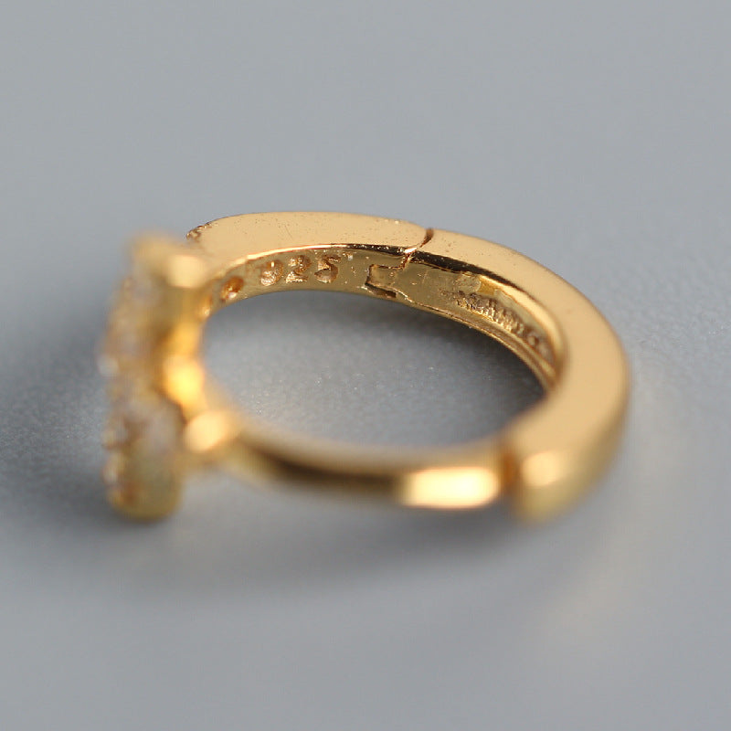 Dolci Orecchini a Polsino Minimalisti a Croce con Strass in Argento Sterling 925 da Donna