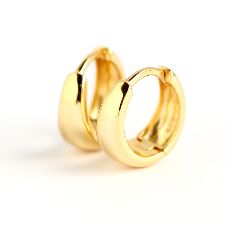 Minimalist 925 Sterling Silver Polished Round Geometric Hoop Earrings