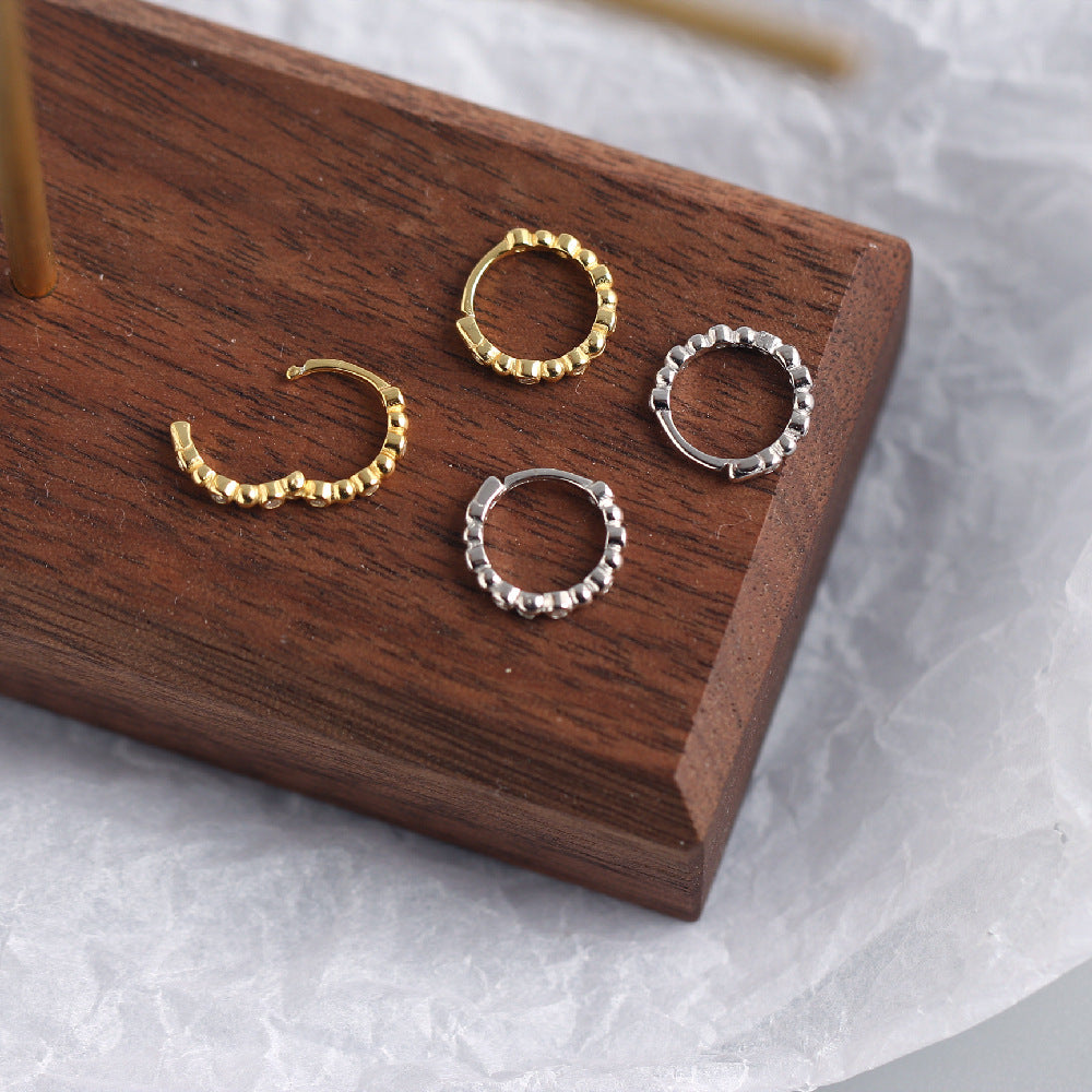 Elegant 925 Sterling Silver Round Rhinestone Inlay Hoop Earrings for Women