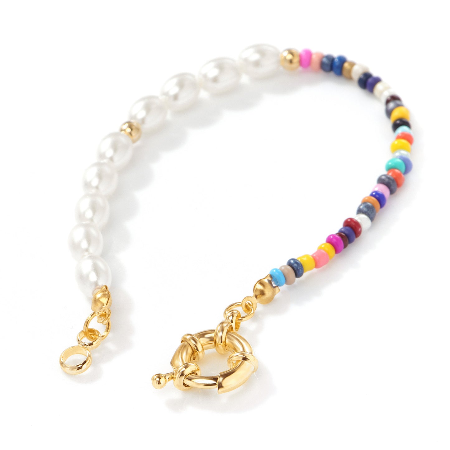 Minimalist Geometric Oval Acrylic Pearl Plated DIY Charm Bar Bracelet for Women