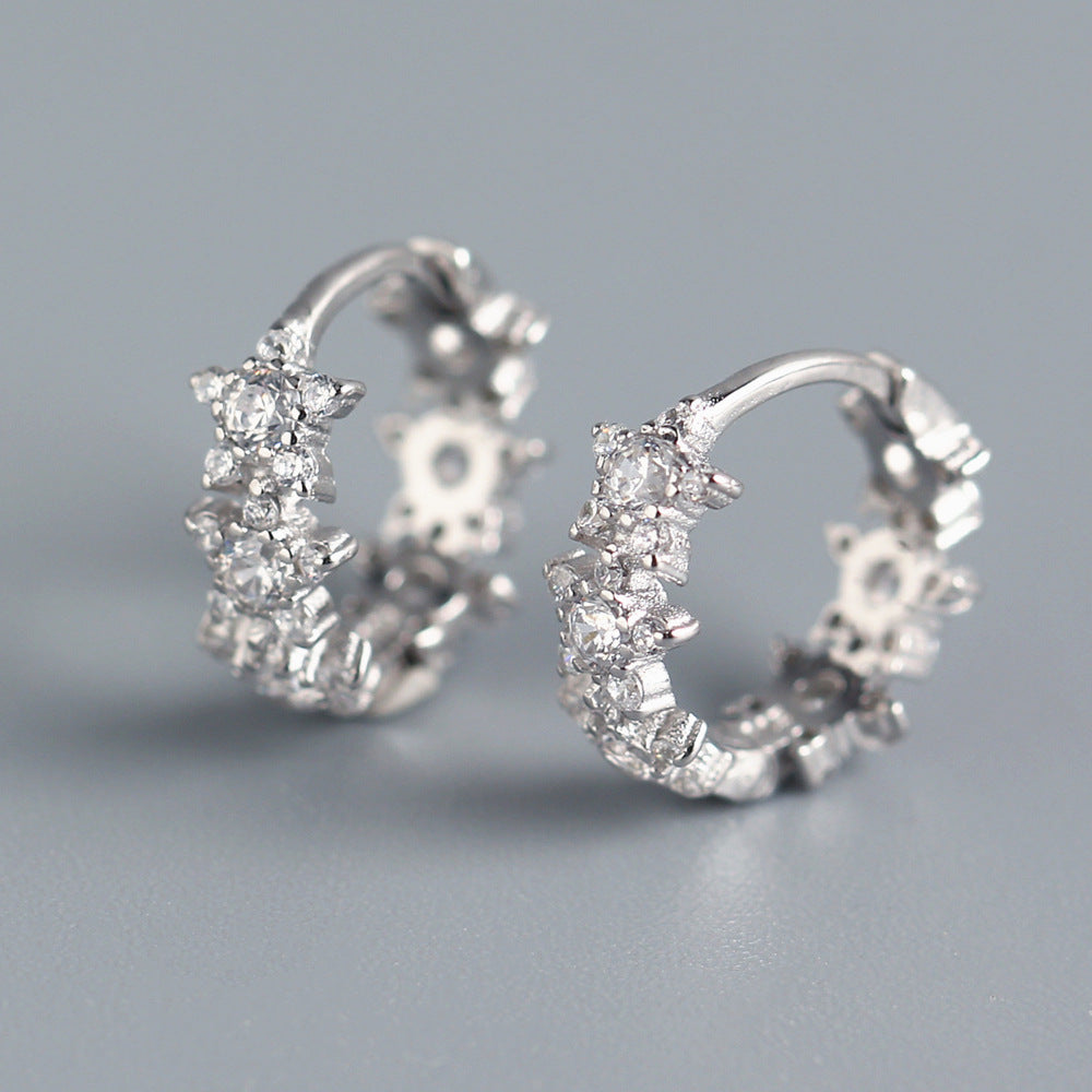 Luxury 925 Sterling Silver Star Rhinestone Inlay Earrings