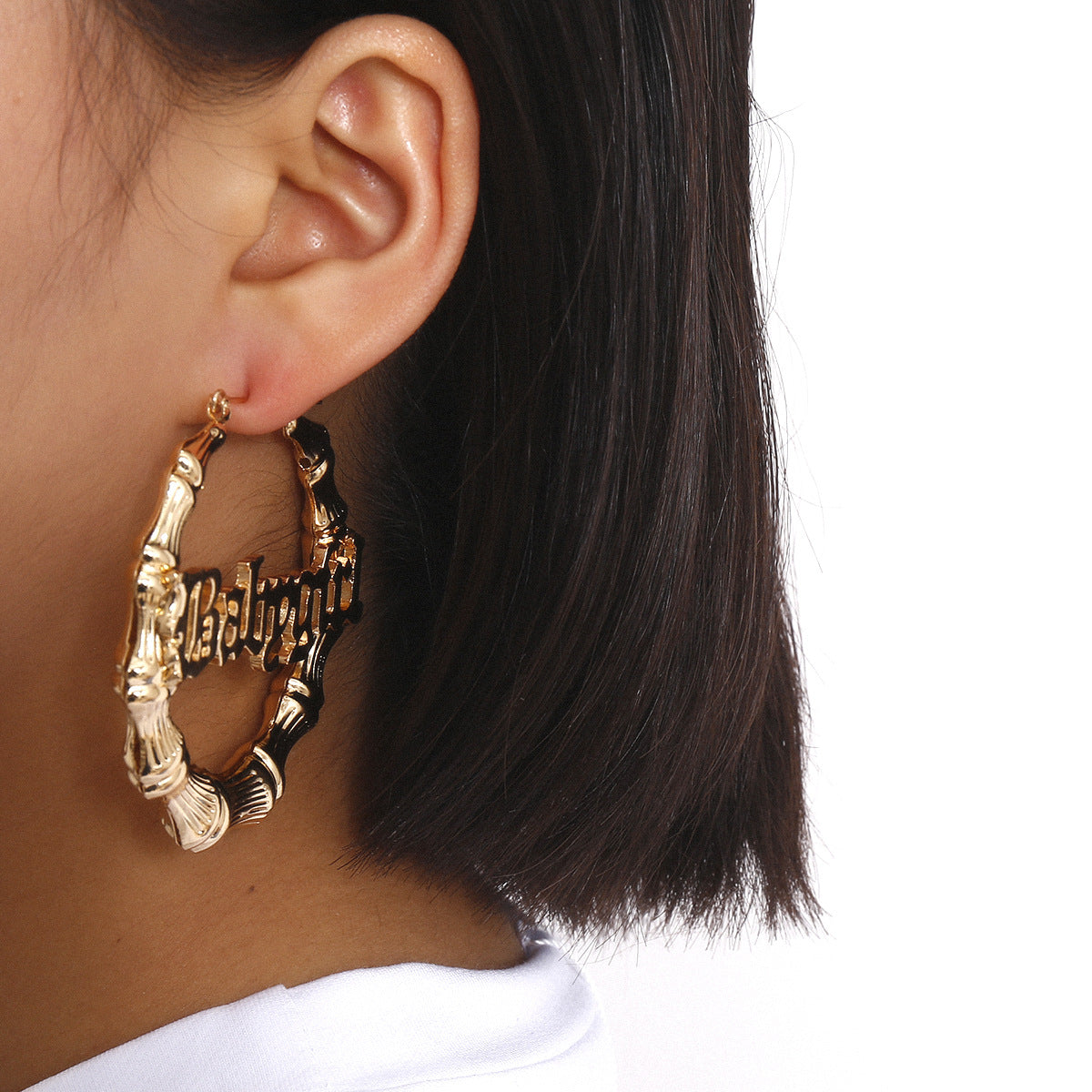 Hollow Letter and Heart Alloy Plated Earrings for Women