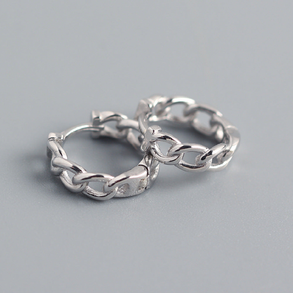 Eleganti Orecchini a Cerchio Placcati Geometrici in Argento Sterling 925 da Donna