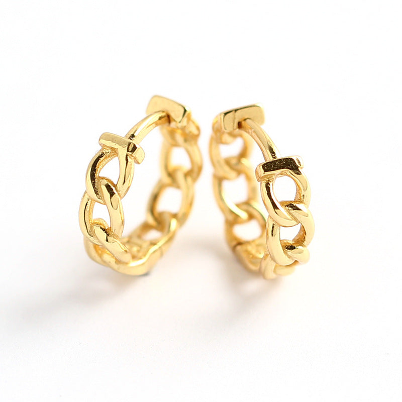 Eleganti Orecchini a Cerchio Placcati Geometrici in Argento Sterling 925 da Donna