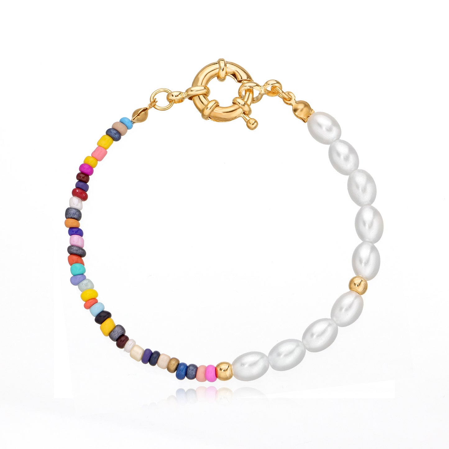 Minimalist Geometric Oval Acrylic Pearl Plated DIY Charm Bar Bracelet for Women