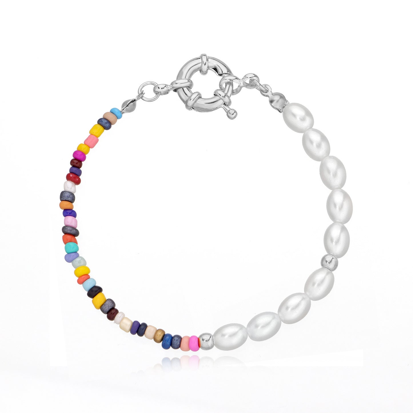 Minimalist Geometric Oval Acrylic Pearl Plated DIY Charm Bar Bracelet for Women