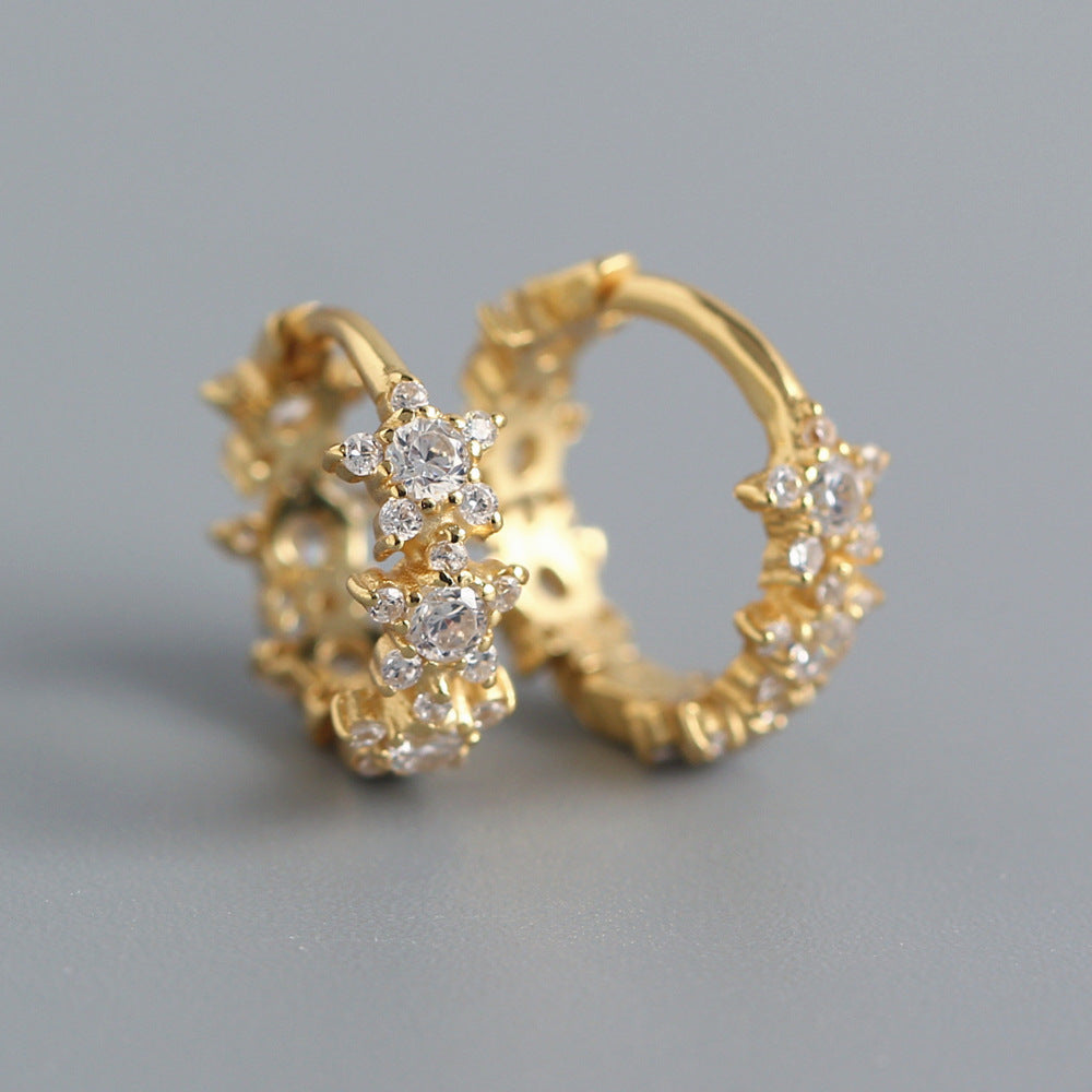 Luxury 925 Sterling Silver Star Rhinestone Inlay Earrings