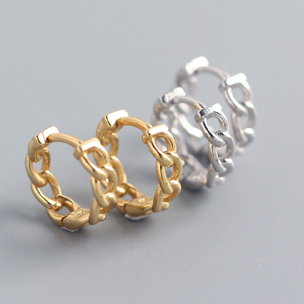 Eleganti Orecchini a Cerchio Placcati Geometrici in Argento Sterling 925 da Donna