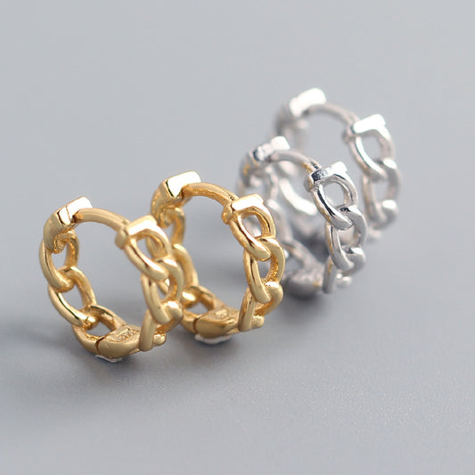 Elegant 925 Sterling Silver Geometric Plated Hoop Earrings for Women