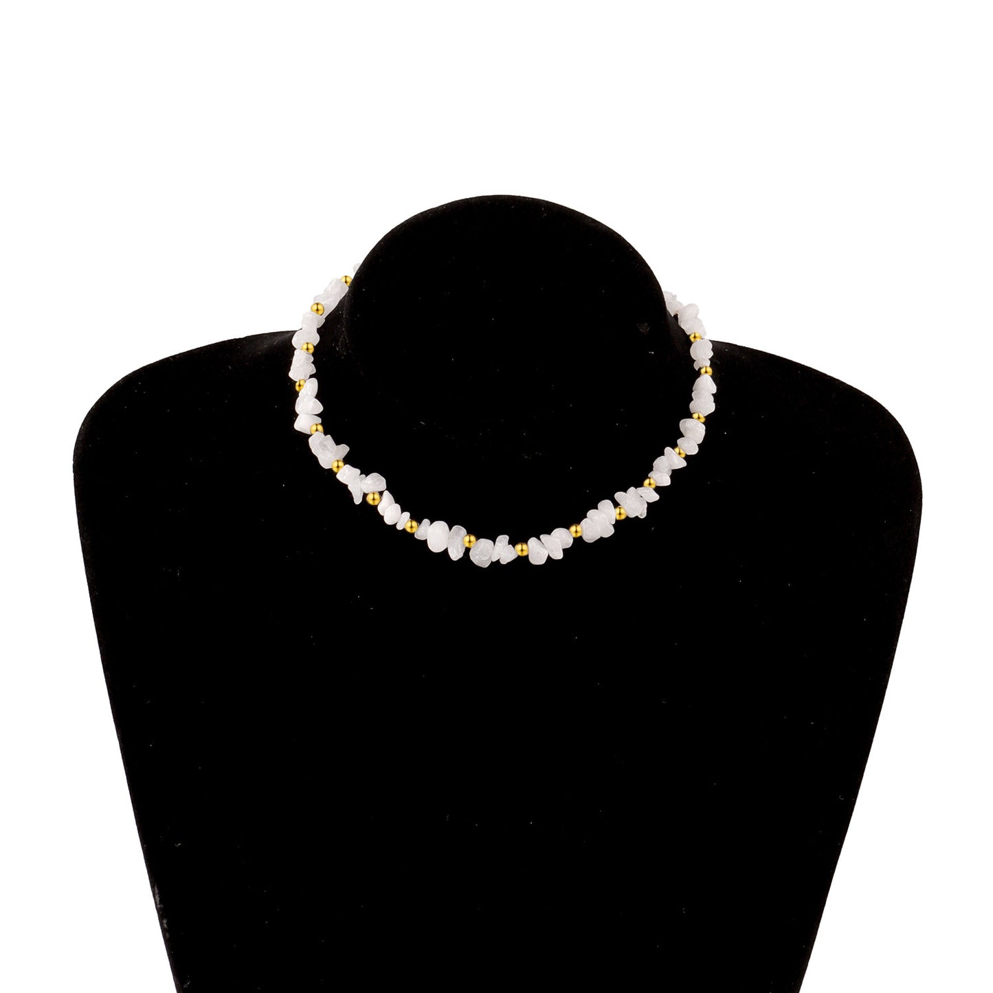 Transparent Rhinestone Geometric Alloy Necklace for Women - Sweet Fresh Style, Cross Chain Design