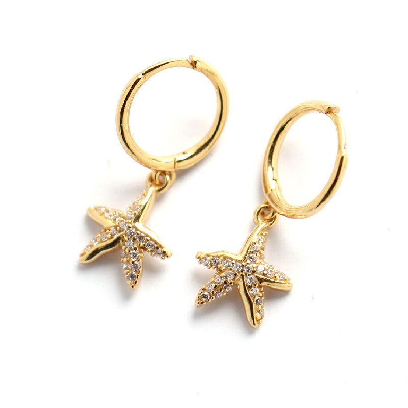 Orecchini Minimalisti di Lusso in Argento Sterling 925 con Stella e Strass Incassati