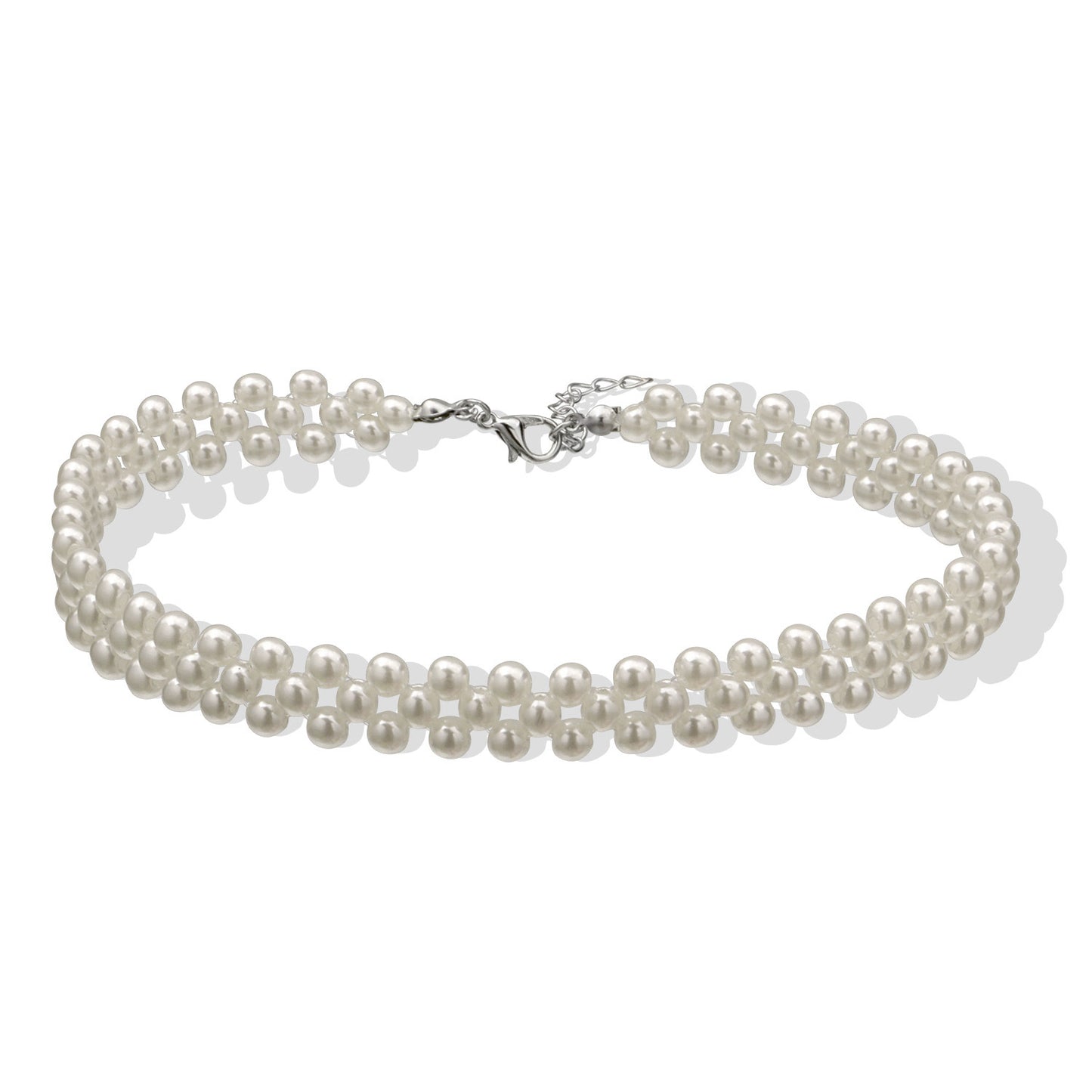 Geometric Pearl Necklace for Women, Handmade Fashion Jewelry, Elegant Choker, Trendy Statement Piece