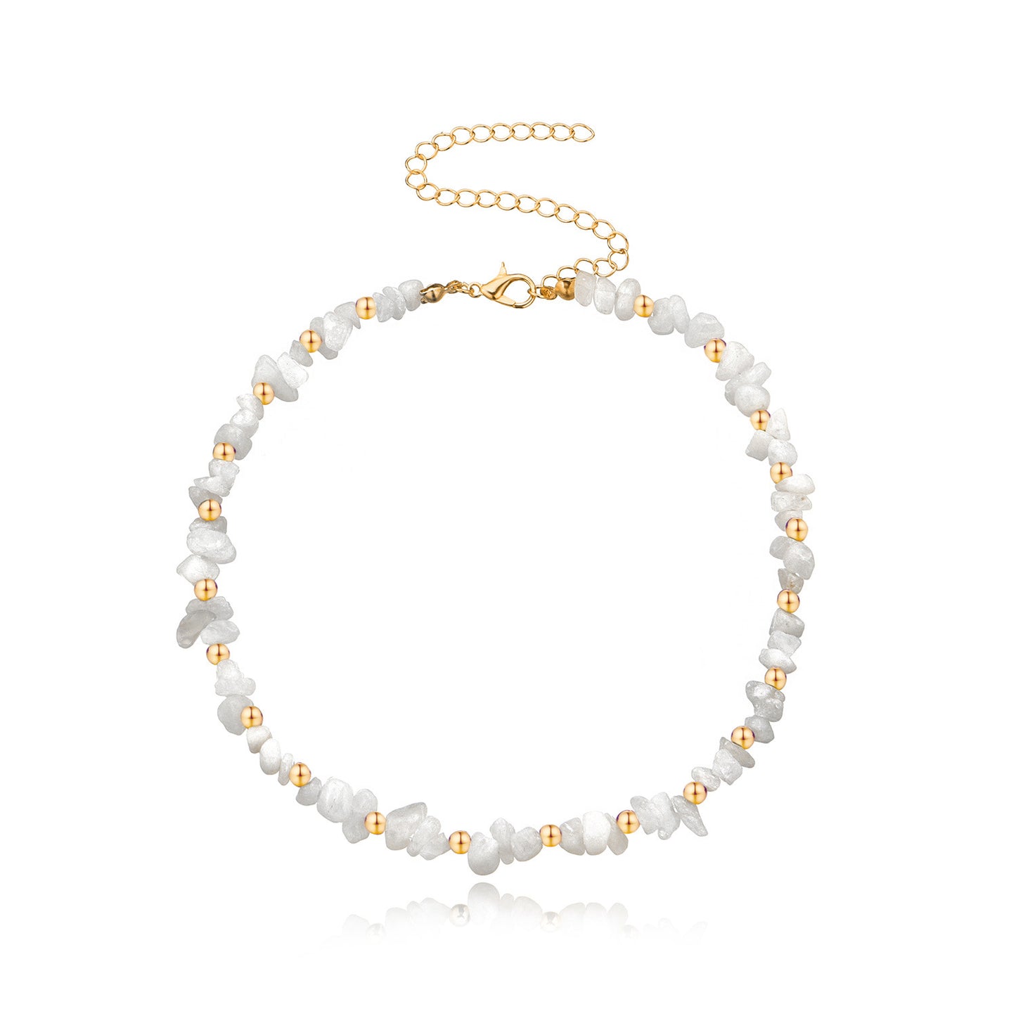 Transparent Rhinestone Geometric Alloy Necklace for Women - Sweet Fresh Style, Cross Chain Design