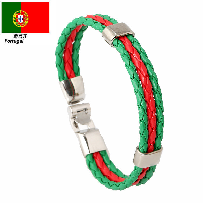 Bracciale Unisex Intrecciato in Pelle con Motivo Geometrico