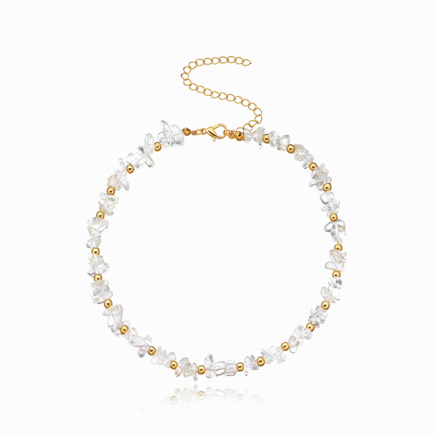 Transparent Rhinestone Geometric Alloy Necklace for Women - Sweet Fresh Style, Cross Chain Design