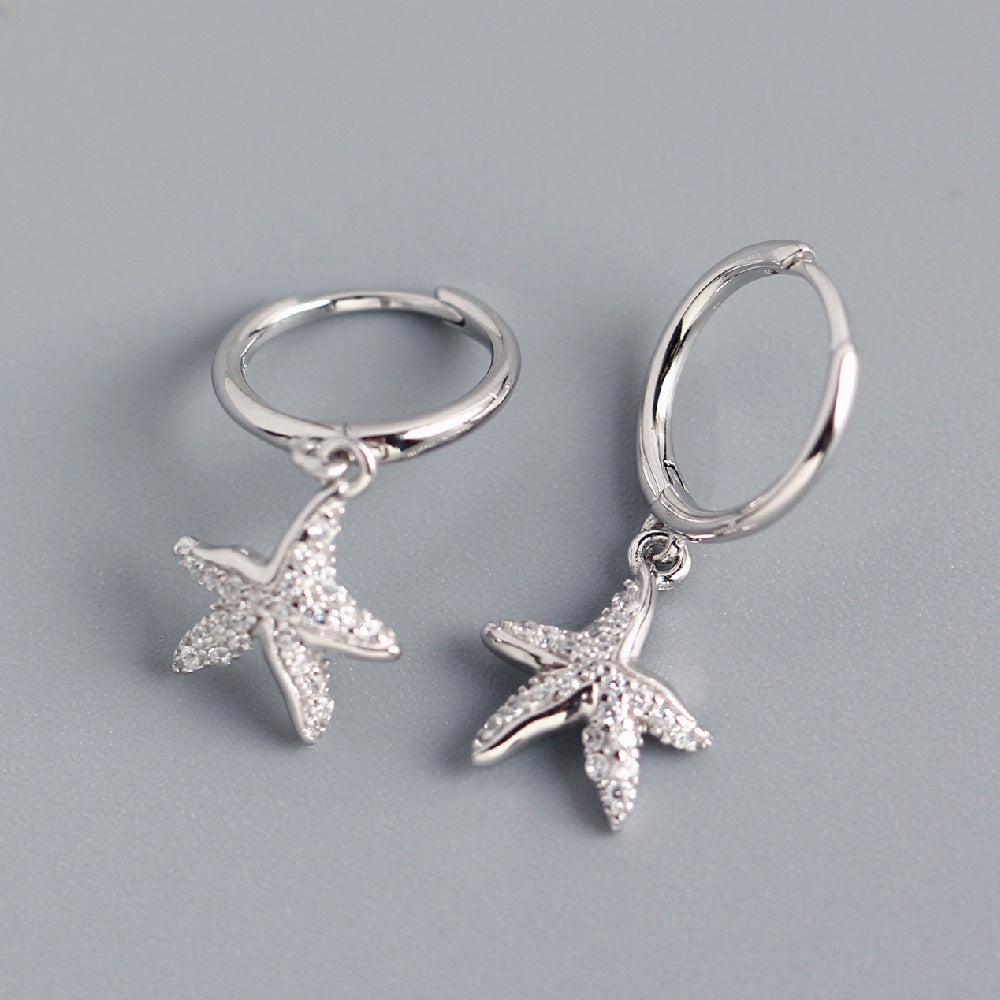 Orecchini Minimalisti di Lusso in Argento Sterling 925 con Stella e Strass Incassati