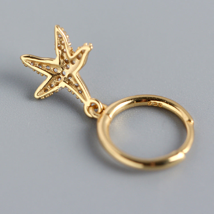 Orecchini Minimalisti di Lusso in Argento Sterling 925 con Stella e Strass Incassati