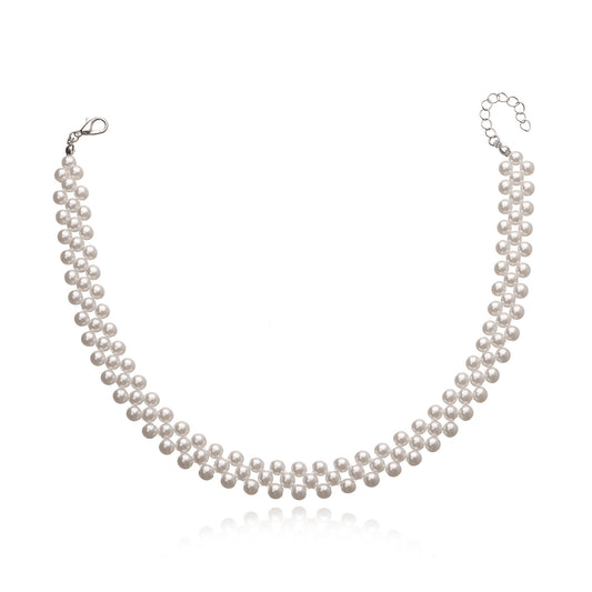 Collar de perlas geométrico para mujer, joyería de moda hecha a mano, elegante gargantilla, pieza llamativa de tendencia