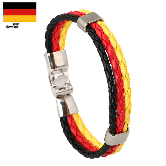 Pulsera unisex de cuero trenzado con diseño geométrico