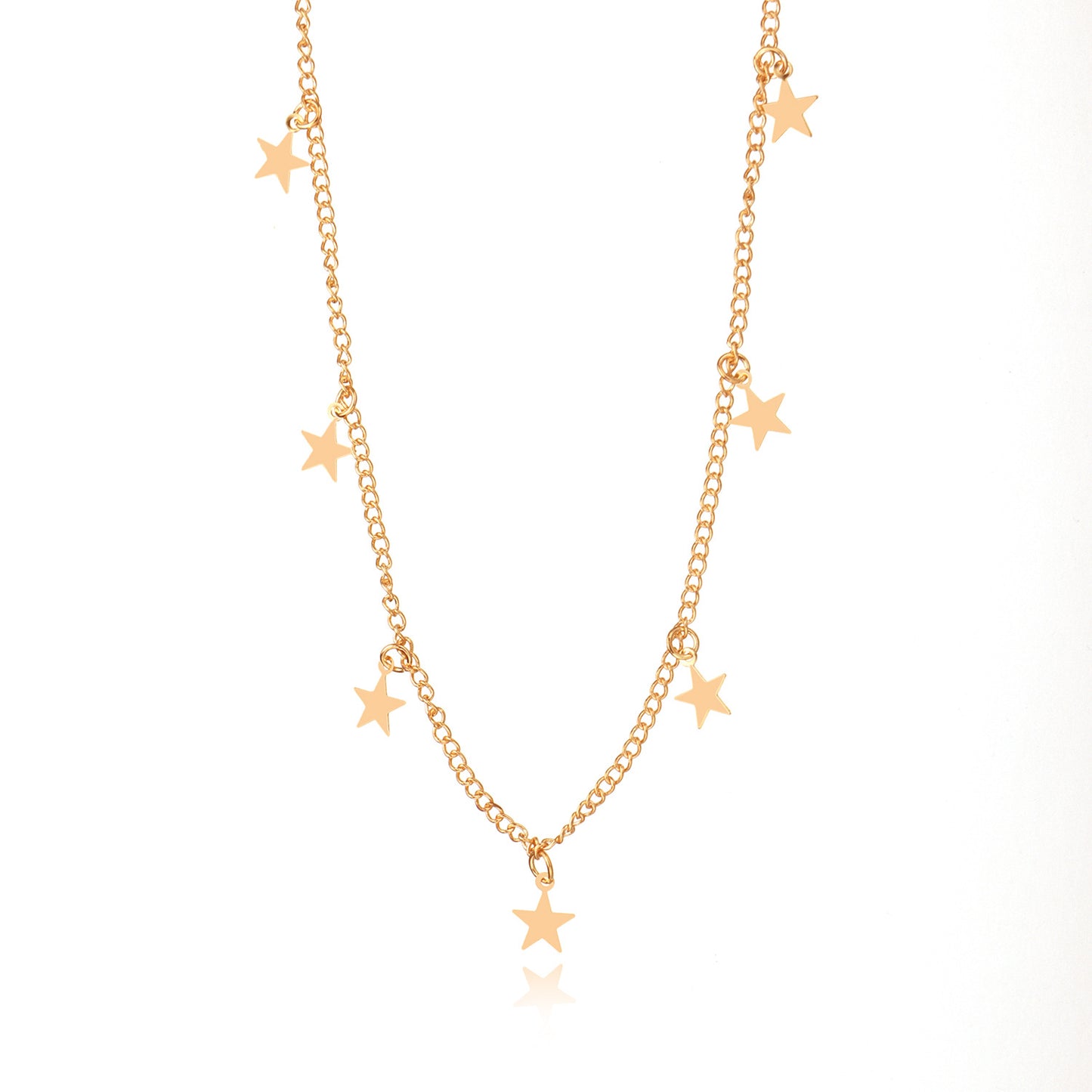 Minimalist Western Style Women's Alloy Plated Long Necklace with Star Pendant