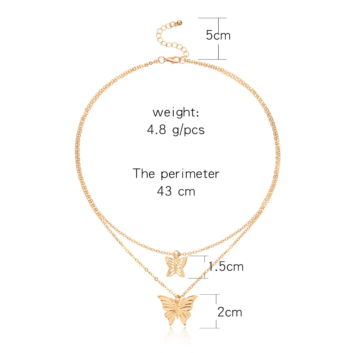 Women's Butterfly Pendant Necklace Alloy Vintage Fashionable Bohemian Style Cross Chain