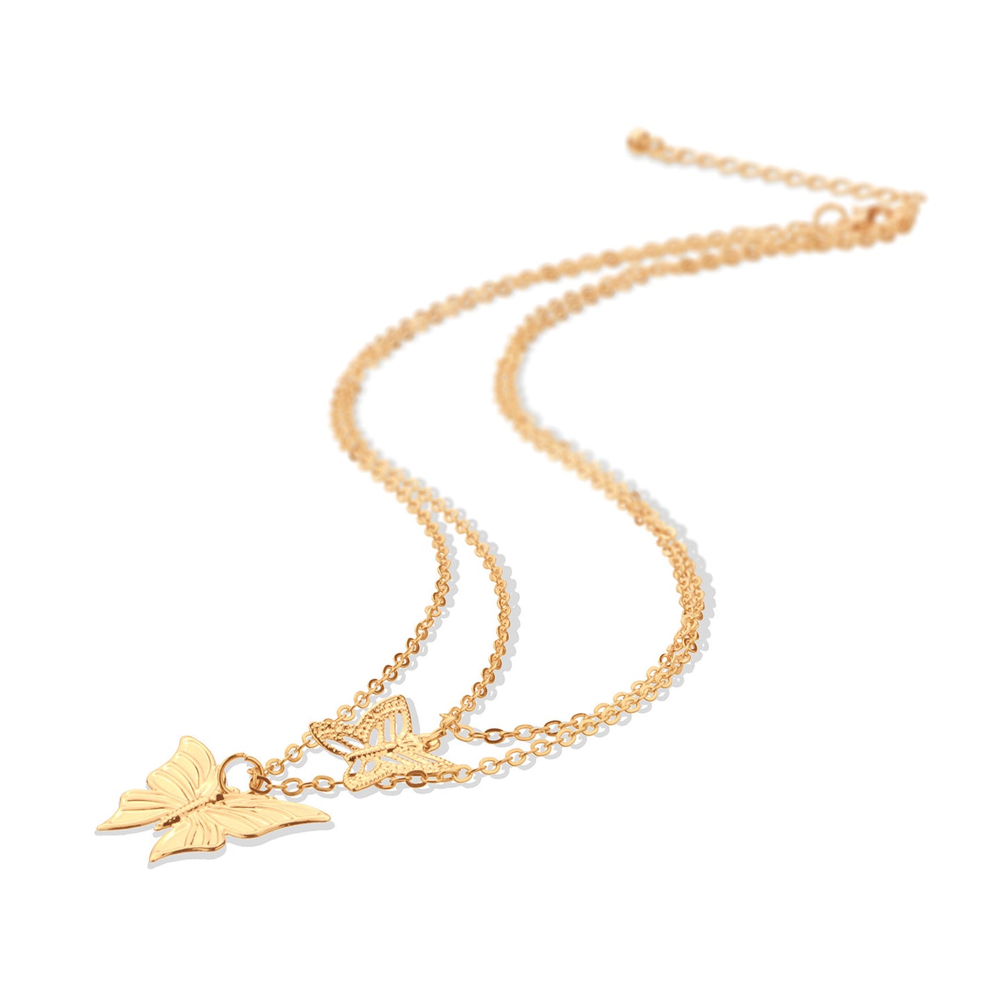 Women's Butterfly Pendant Necklace Alloy Vintage Fashionable Bohemian Style Cross Chain