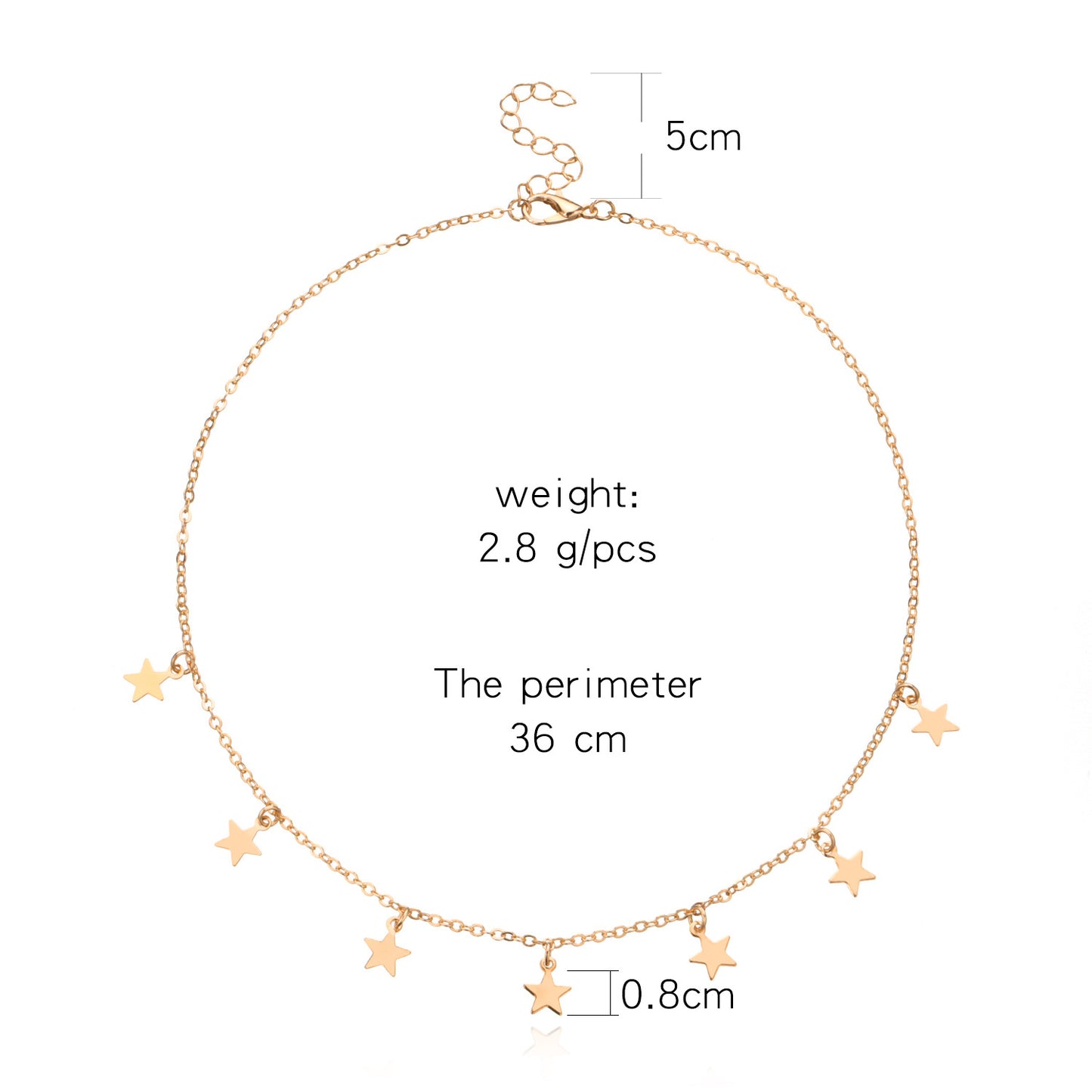 Minimalist Thick Star Pendant Necklace Alloy Snake Chain