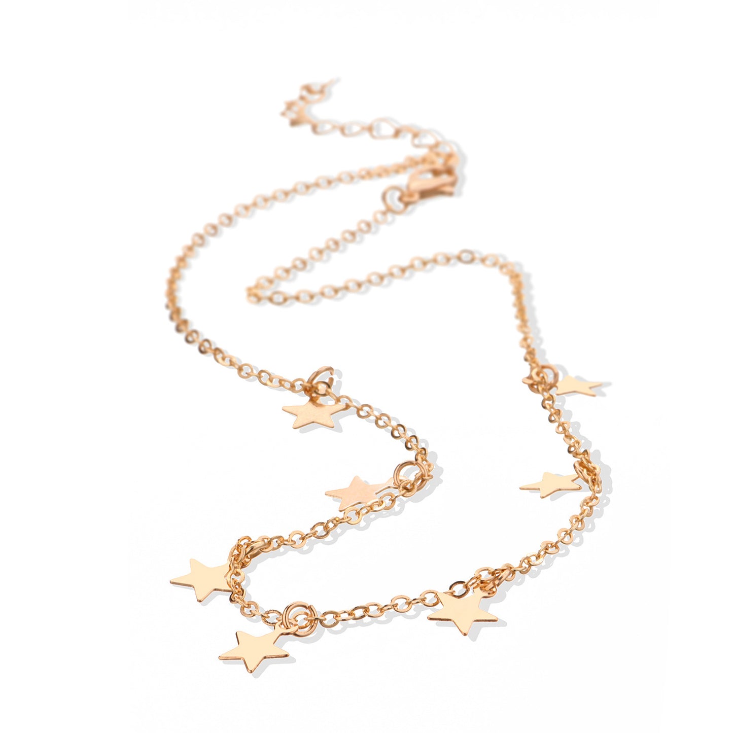 Minimalist Thick Star Pendant Necklace Alloy Snake Chain