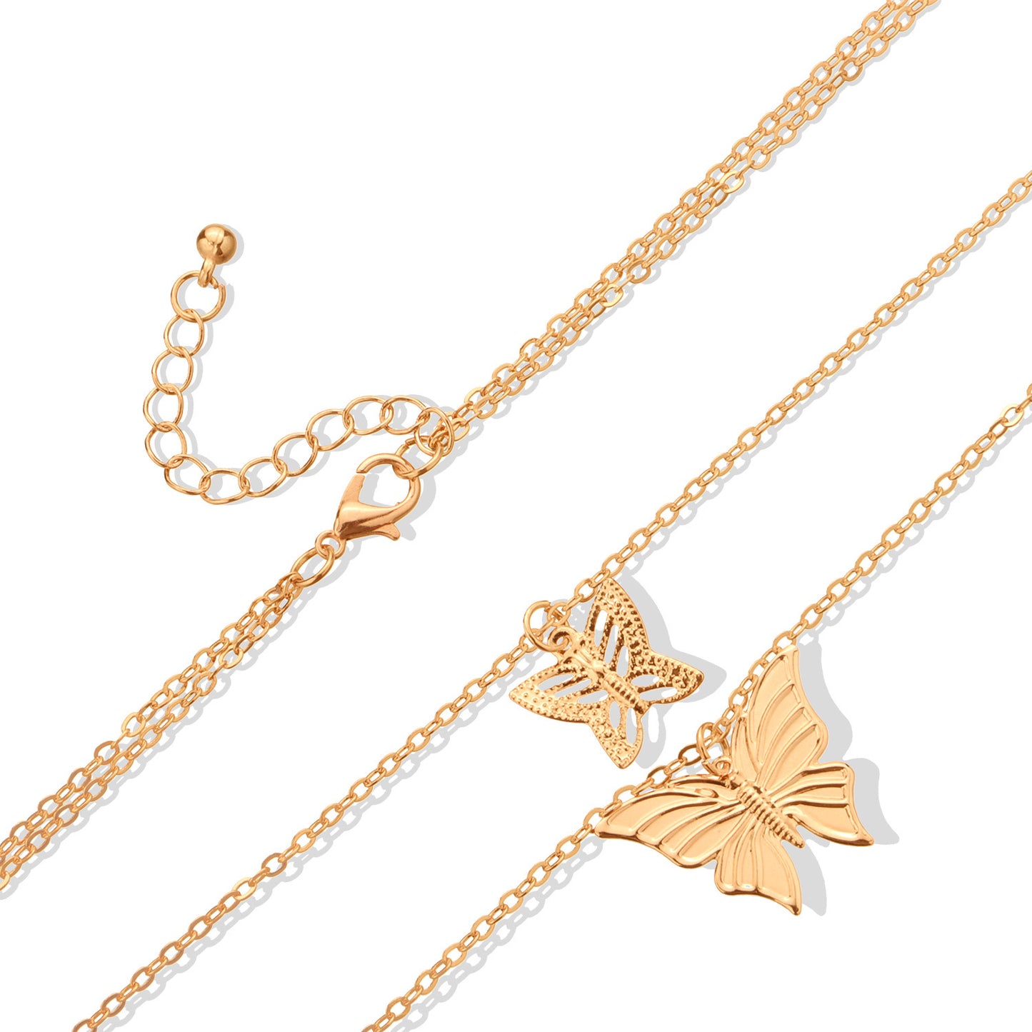 Women's Butterfly Pendant Necklace Alloy Vintage Fashionable Bohemian Style Cross Chain